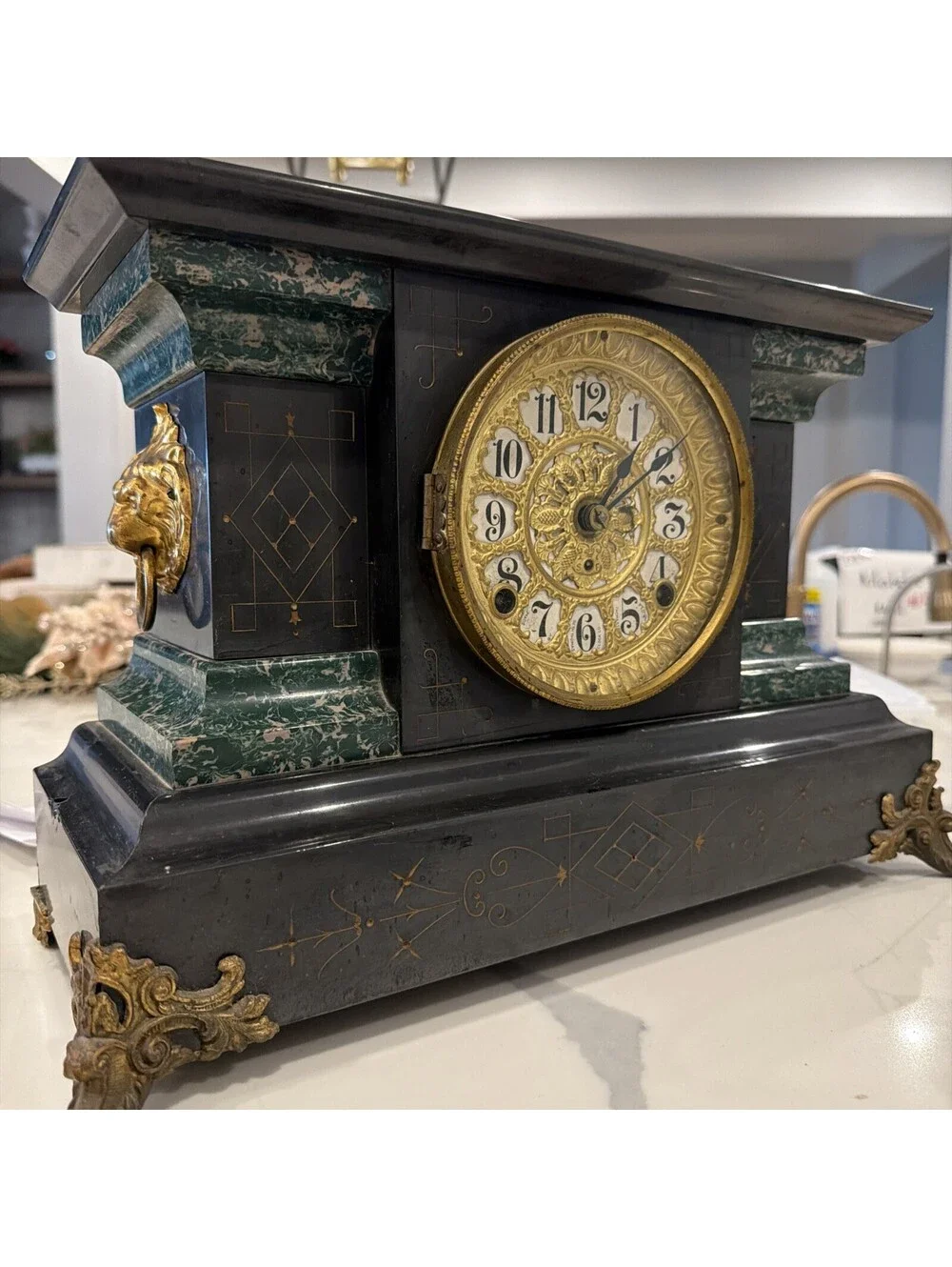 Seth Thomas Mantle Clock Piller Antique Vintage Shelf Clock With Key Untested